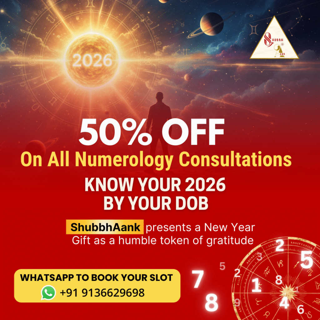 50% off numerology consultation offer for 2026 by ShubhhAank with date of birth analysis